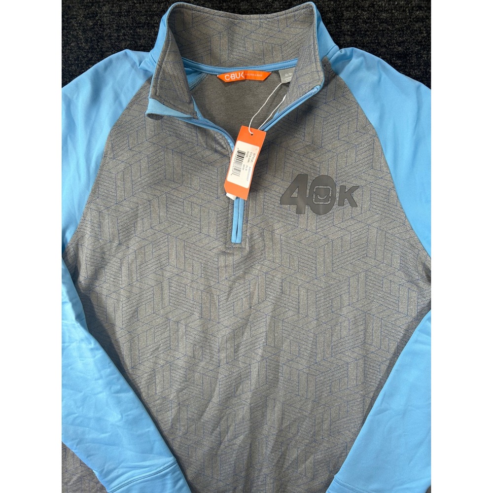 CBUK Cutter & Buck Golf Gorpcore Men M Quarter Zip Pullover Grey Blue NEW